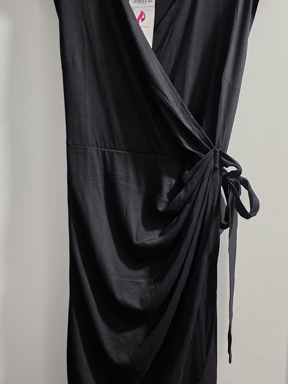 Classic Black Wrap Dress with Side Tie